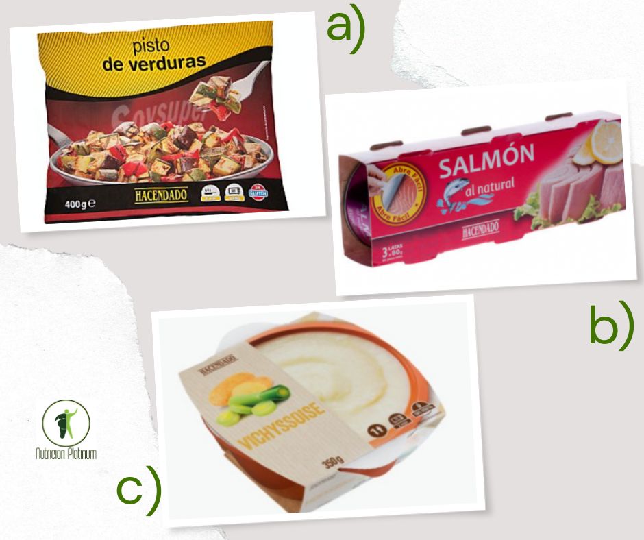 PISTO DE VERDURAS CON SALMON EN CONSERVA Y VICHYSSOISE